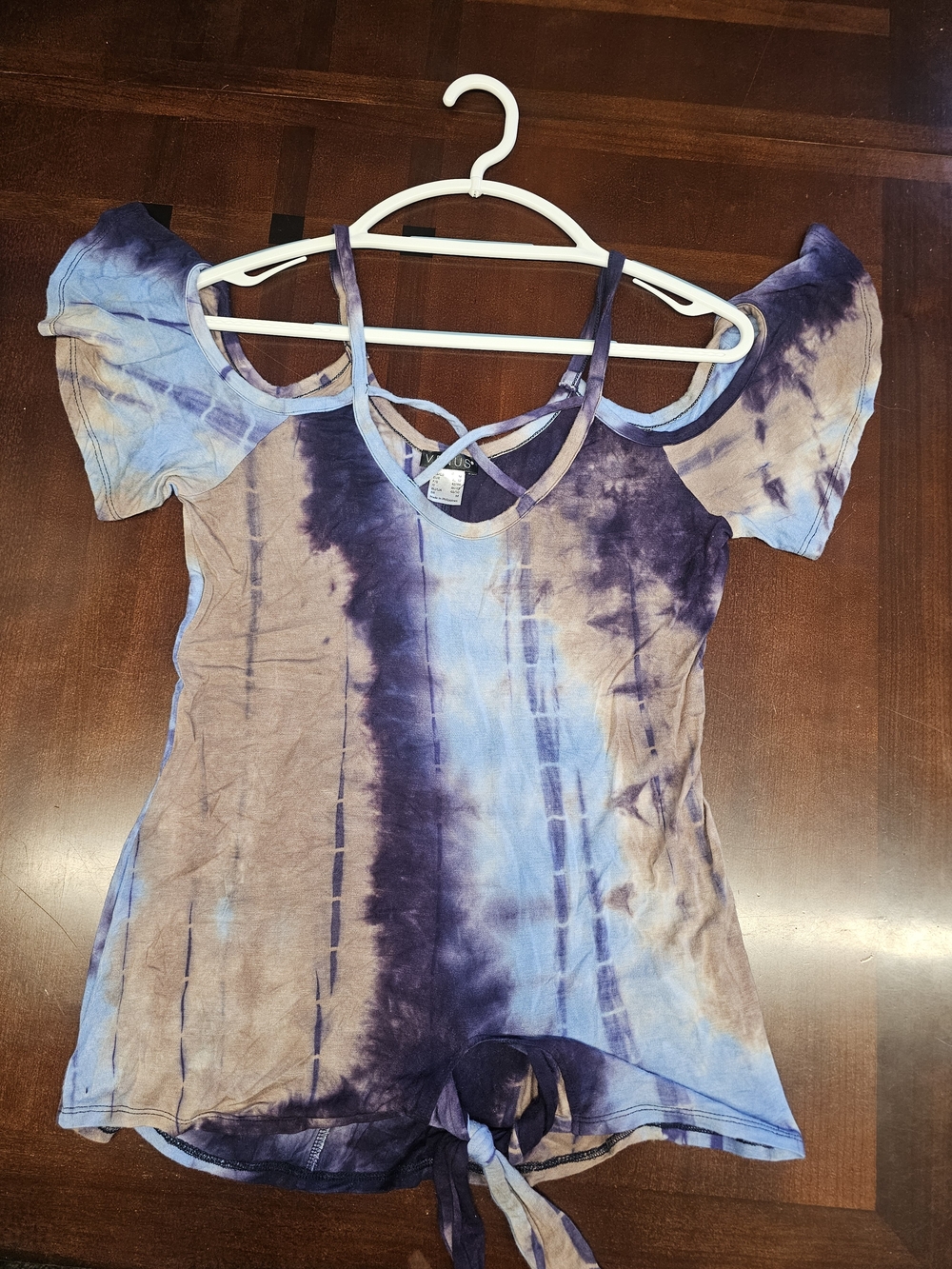 Venus Tie-Dye Cold-Shoulder Women's Top in Blue and Brown